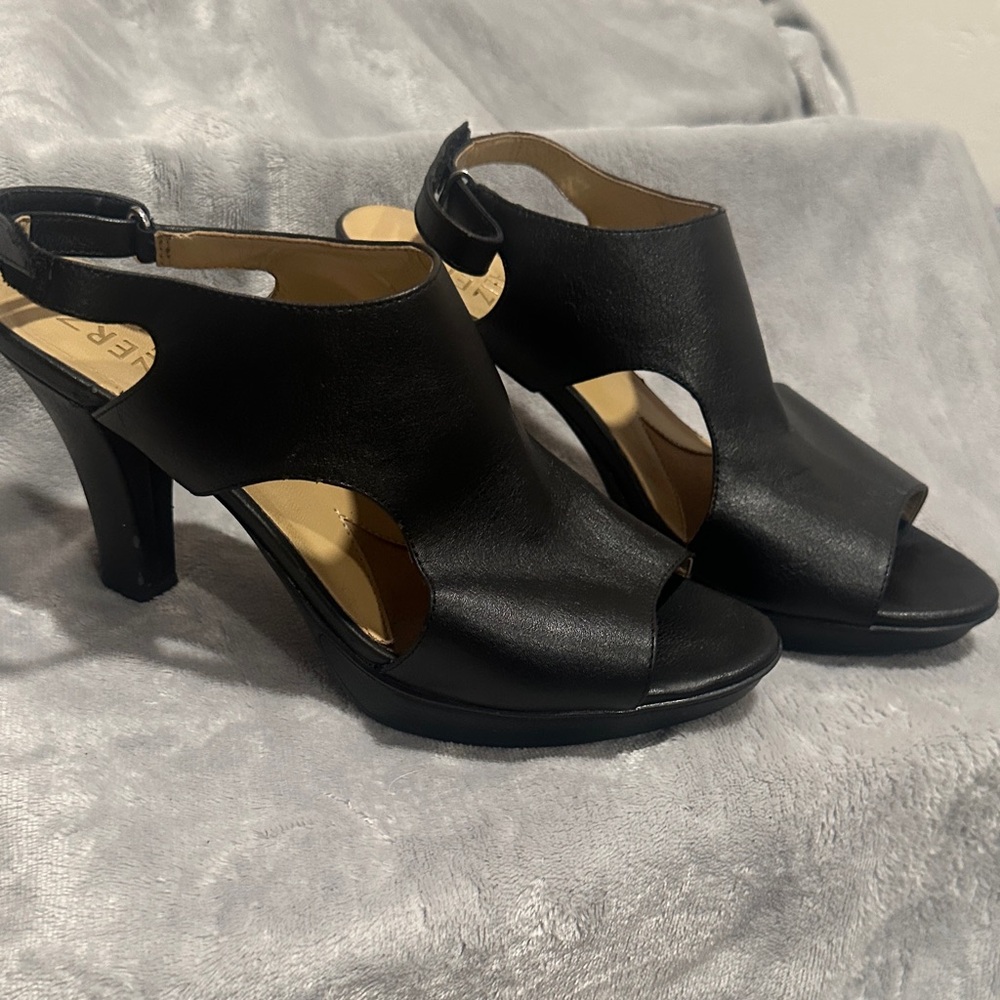 Naturalizer Black Open-Toe Heels